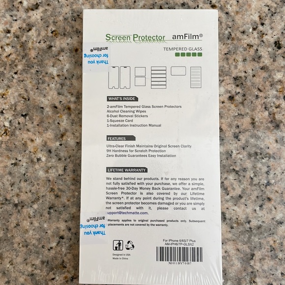 NIB - Glass Screen protector for iPhone 6/6s/7 Plus - Picture 2 of 4
